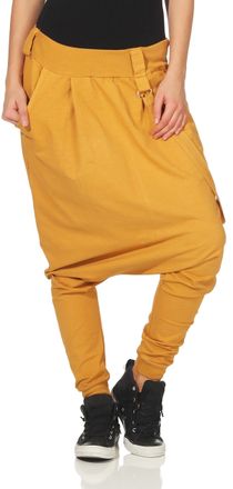 Malito more than fashion Malito Basic Harem Pants Aladin Pants Baggy Uni-Colors 91086 Women One Size (Yellow)