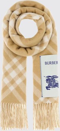 Burberry Sciarpa in puro cashmere con motivo check e bordi sfrangiati