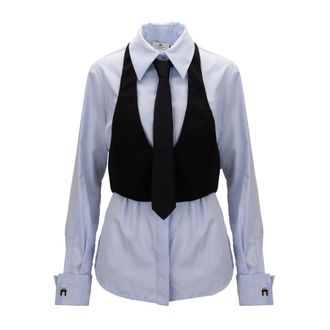 Elisabetta Franchi Shirt - Dames - Blouses & Shirts - Paars - Maat: S Katoen