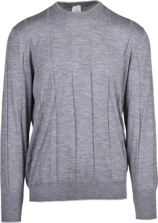 Eleventy Slim Fit Wool Under Jacket Sweater with Vertical Ribbed Pattern