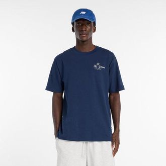 New Balance Uomo Fountain T-Shirt in Blu, Cotone, Taglia 2XL