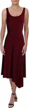 Anne Klein Sleeveless Asymmetrical Dress In Cordovan