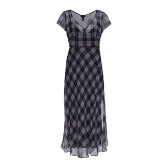 Marc Jacobs Lange jurk met ruitpatroon - Dames - Casual kleedjes - Paars - S - Kleedjes