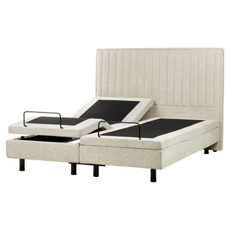 Beliani Cama Articulada El&eacute;ctrica Moderna Mando A Distancia Ajustable Tapicer&iacute;a De Tela Beige 160 X 200 Cm Duke Ii