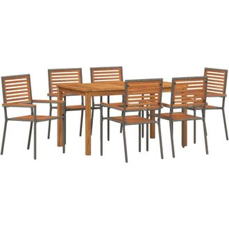 vidaXL Conjunto De Comedor De Jard&iacute;n 7 Pcs Gris Polirat&aacute;n Vidaxl