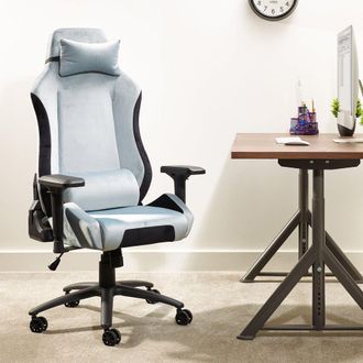 X Rocker Messina Ergonomic High-Back Fabric PC Office Chair with Cushions in Silver
