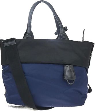 Prada Pre-owned Tote Bags, female, Black, Size: ONE SIZE Pre-owned Vintage Nylon and Leather Tote Bag