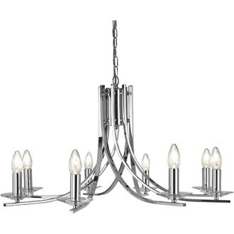 Searchlight Searchlight - Lampadario Industrial-Nordico Ascona Acciaio Cromo Vetro 8 Luci E14