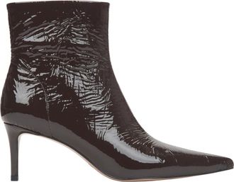 Estro & Luminara Donkerbruine Stiletto Enkellaarsjes - Dames - Laarzen met Hak - Bruin - 36 EU - Leer - Schoenen