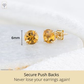 MAX + STONE 10k Yellow or White Gold 6mm Round Checkerboard Cut Gemstone Stud Earrings