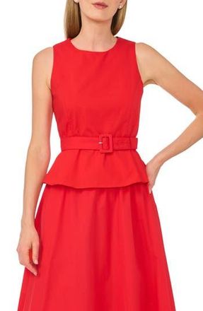 Ted Baker Sleeveless Belted Peplum Top in Classic Cherry at Nordstrom Rack, Size 14