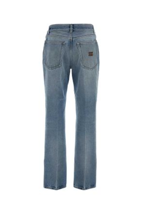 Miu Miu Womens Denim Jeans Azzurro Exterior: Cotton Pantaloni Trousers