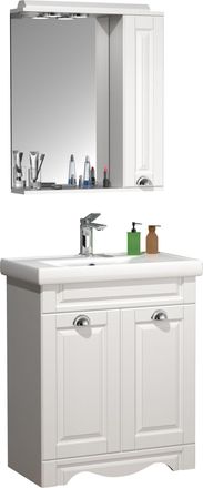 ebuy24 Vcm 3 Pcs Lavabo Gabinete Inferior 60 Cm Conjunto De Muebles De Ba&ntilde;o Con Lavabo Y Armario De Espejo Casa De Campo Conjunto Completo Casalo L (blanco)