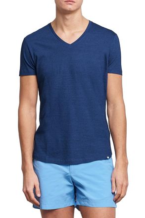 Orlebar Brown V-Neck Cotton T-shirt - Navy