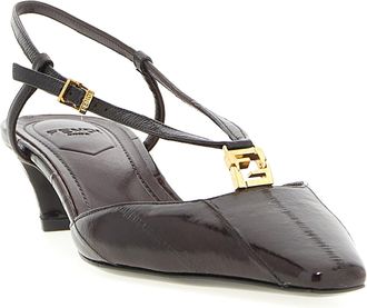 Fendi Womens Lamb Leather Slingback Heel Brown