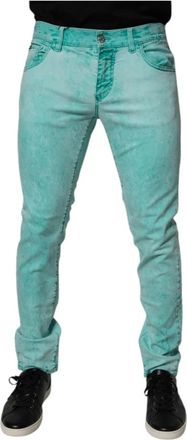 Dolce & Gabbana Groene Tie-Dye Skinny Denim Jeans - Heren - Skinny Jeans - Groen - M - Denim - Jeans