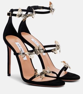 Aquazzura Papillon Sauvage 105 suede sandals