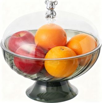 No Brand Frutero Con Tapa - Bol De Pl&aacute;stico Con Soporte - Decoraci&oacute;n De Mesa O Como Bol Para Aperitivos Con Tapa - Perfecto Para Bodas, Fiestas Y Postres