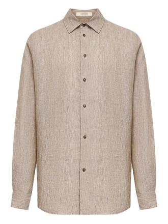 12 Storeez linen long-sleeve shirt - Neutrals