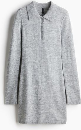 H&M Polokleid aus Feinstrick - Grau