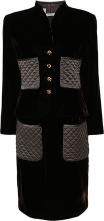 Valentino Garavani 1980s velvet skirt suit - women - Silk/Cupro - 42 - Brown