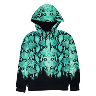 Roberto Cavalli Green Python-Print Cotton Hoodie, Size Medium