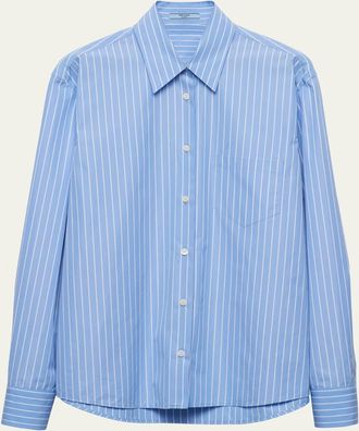 Prada Striped Cotton Poplin Button-Front Shirt