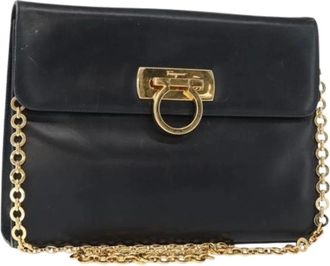 Ferragamo Pre-owned Cross Body Bags, female, Black, Size: ONE SIZE Pre-owned Leather Shoulder Bag