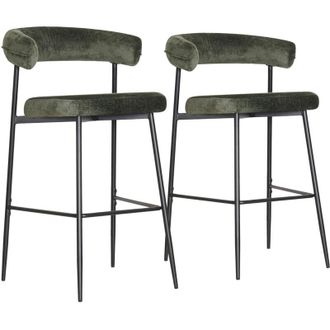 Happy Garden Set di 2 sgabelli da bar in tessuto verde THEA