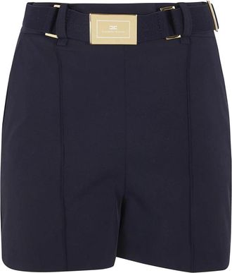 Elisabetta Franchi High-Waisted Belted Shorts - Dames - Bermuda - Zwart - XL - Leer - Korte Broeken