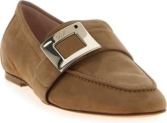 Roger Vivier Womens Beige Goatskin Slip-On Loafers