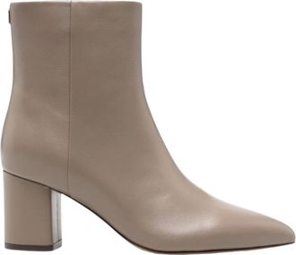 Twinset Leren enkellaarzen - Dames - Laarzen met Hak - Beige - 39 EU - Leer - Schoenen