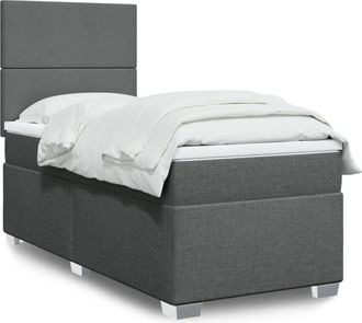 vidaXL Vidaxl - Cama Box Spring Con Colch&oacute;n Tela Gris Oscuro 80x200 Cm