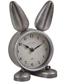 Beliani Beliani - Reloj De Mesa Metal Plateado Con Forma De Conejo Dise&ntilde;o Moderno Thusis
