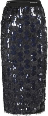 Semicouture Bindy Midi Rok - Dames - Midirokken - Blauw - L - Polyester - Rokken