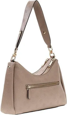 Guess Womens Shoulder Bag Dark Taupe Logo Polyurethane - Shoulder-Bags