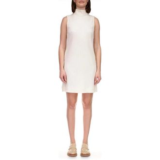 Sanctuary Shift Dress Women White Ribbed Mock Neck Sleeveless Party FROG363