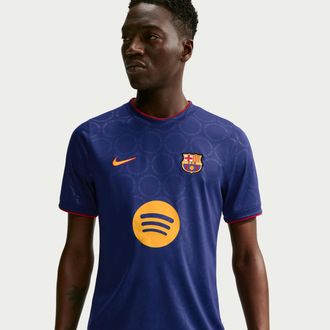 Nike FC Barcelona Third Nike Mens Dri-FIT Soccer Pre-Match Top in Blue | II6704-498
