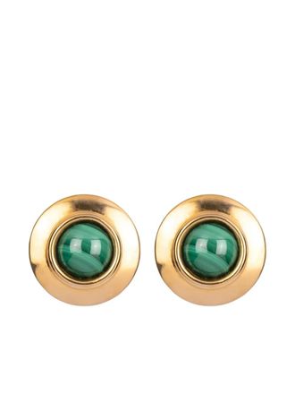 Jennifer Behr Alva earrings - women - 18kt Gold Plated Brass/Malachite - One Size
