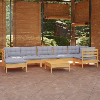 vidaXL Juego De Muebles De Jard&iacute;n 8 Pzas Y Cojines Madera Maciza Pino Vidaxl