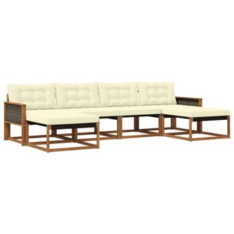 vidaXL Conjunto De Sof&aacute;s De Exterior Con Coj&iacute;n 6 Pcs Natural Y Crema Vidaxl