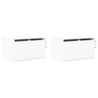 vidaXL Vidaxl - Mesitas De Noche De Pared Con Luces Led 2 Unidades Blanco