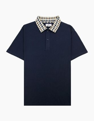 Aquascutum Mens Aquascutum Club Check Collar Polo Navy 11 - Size: 40