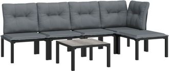 vidaXL Juego De Muebles De Jard&iacute;n 6 Pzas Rat&aacute;n Sint&eacute;tico Negro Y Gris Vidaxl