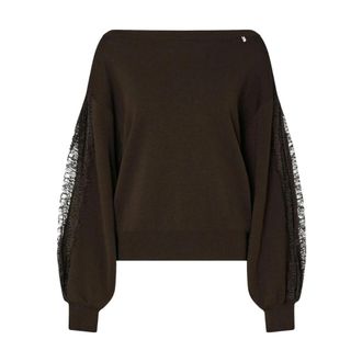 Liu Jo Maglia Chiusa M/L con Pizzo - Dames - Ronde hals truien - Bruin - L - Truien & Vesten