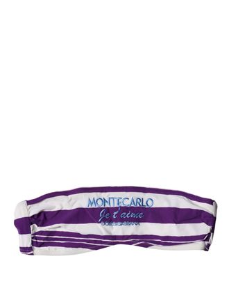 Dolce & Gabbana Womens Purple White Stripes Nylon Bandeau Swimwear Elastane Clothing