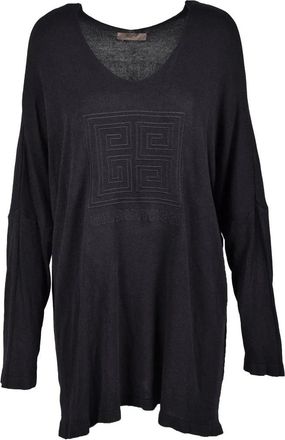 Gil Santucci Black Embossed Viscose-Blend Sweater
