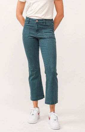 Dear John Denim Jeanne Crop Flare Jean In Deep Teal