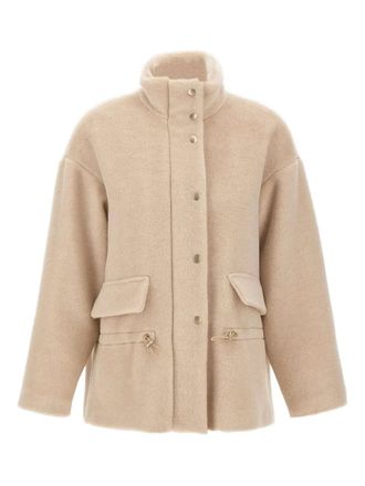 Eleventy high-collar flap-pocket jacket - women - Cashmere/Wool/Alpaca/Camel Hair/Viscose - 40 - Neutrals