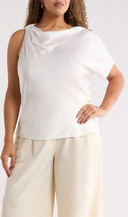 Renee C Asymmetric Satin Top in Ivory at Nordstrom Rack, Size 2 X